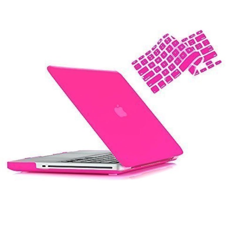 RUBAN Compatible with MacBook Model A1286 (2011 2010 2009 Year Old Version Pro 15 inch with CD-ROM), Plastic Hard Case Shell and Keyboard Cover - Hot Pink - Image 1